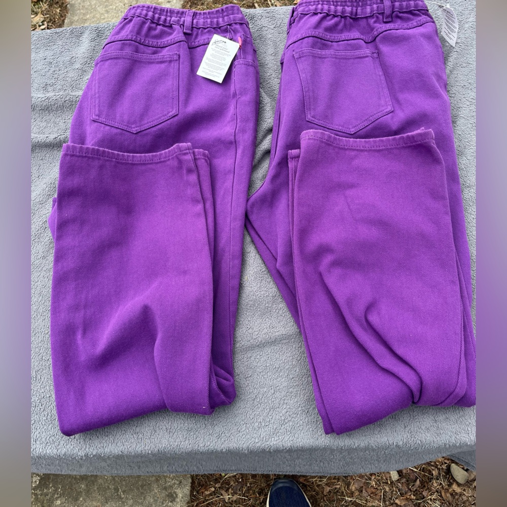 Woman Within Vibrant Purple Straight-Leg Stretch Jeans